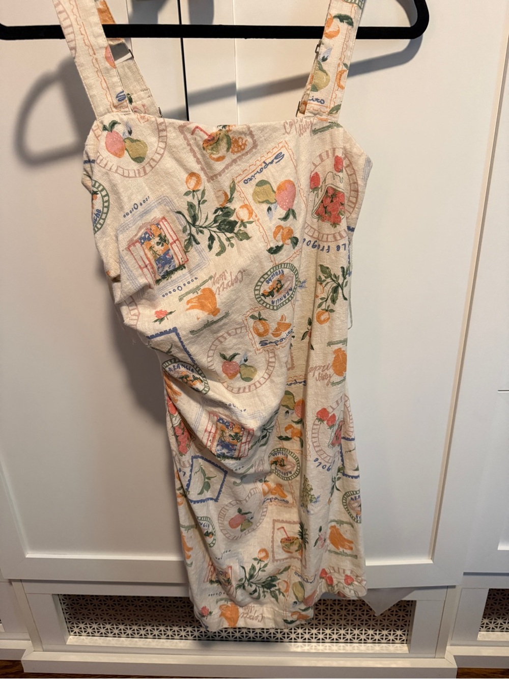 Abercrombie & Fitch Cream Sundress with Multicolor Fruit & Floral Print